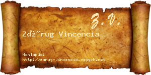 Zárug Vincencia névjegykártya